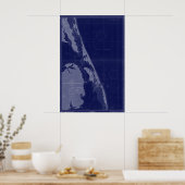 Äußere Banken NC OBX Karte Nautic Chart Blue Art Poster (Küche)