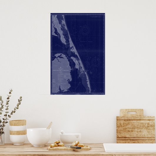 Äußere Banken NC OBX Karte Nautic Chart Blue Art Poster (Küche)
