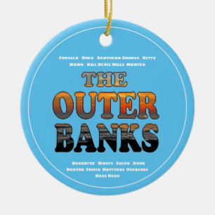 Äußere Banken überstürzen Text und Städte OBX Keramik Ornament