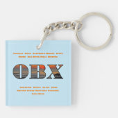 Äußere Banken überstürzen Text und Städte OBX Schlüsselanhänger (Rückseite)