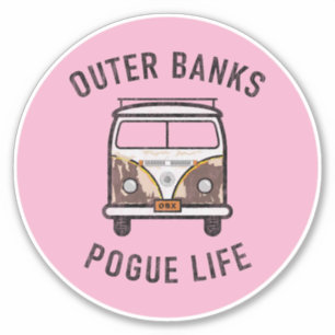 Äußere Banken Van Pogue Life OBX Vintag (Lt Pink) Aufkleber