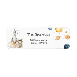 Äußere Raumstarter geben Adressenaufkleber zurück