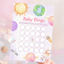 Äußere Space Baby Dusche Bingo Game Card