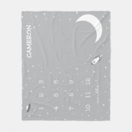 Äußeres graues und weißes Milestone-Baby Fleecedecke