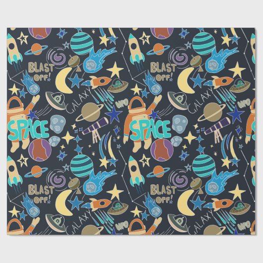 Äußeres Raumdoodmuster Geschenkpapier (Flach)