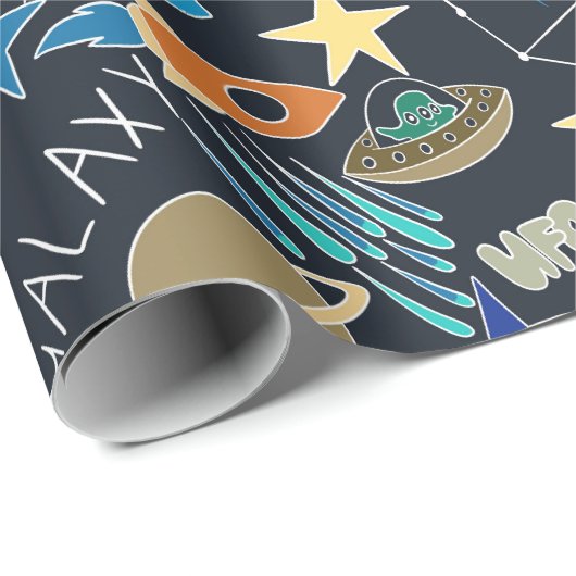 Äußeres Raumdoodmuster Geschenkpapier (Rolleneckpunkt)