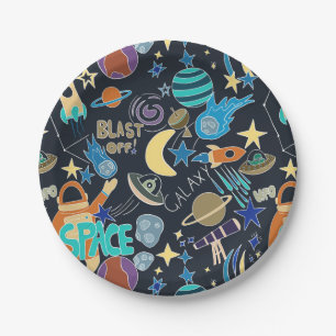 Äußeres Raumdoodmuster Pappteller