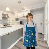 Äußeres Raummuster Doodle Monogramm | Dunkelblau Schürze