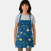 Äußeres Raummuster Doodle Monogramm | Dunkelblau Schürze (Insitu)