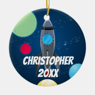 Äußeres Weltraumrakete-Schiff Keramik Ornament