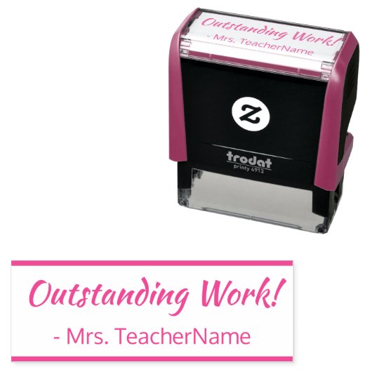 "Außergewöhnliche Arbeit!" + Lehrer Name Kautschuk Permastempel (Beispiel)
