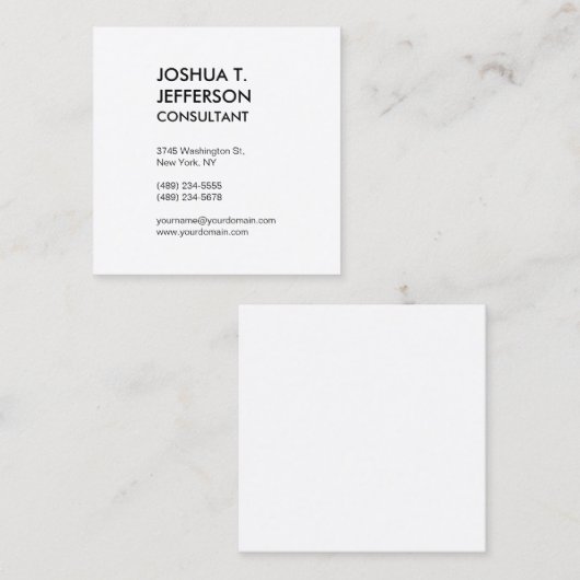 Außergewöhnliche Größe Schwarz-weiß Moderne Stilvo Quadratische Visitenkarte (Vorne/Hinten)