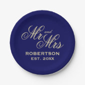 Außergewöhnliche schicke Hochzeit mit blauen und c Pappteller (Vorderseite)