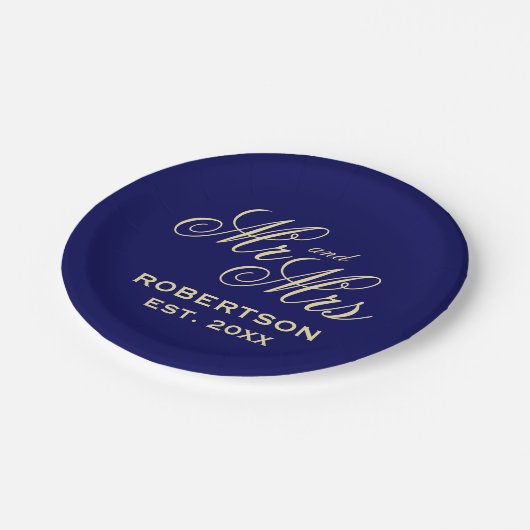 Außergewöhnliche schicke Hochzeit mit blauen und c Pappteller (Schrägansicht)