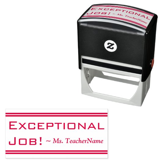 "Außergewöhnlicher Job!" + Tutor Name Rubber Brief Permastempel (Beispiel)
