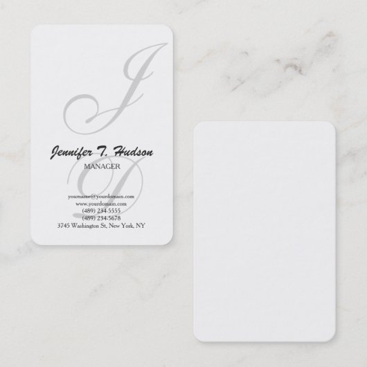 Außergewöhnliches klassisches Skriptmonogramm Visitenkarte (Vorne/Hinten)