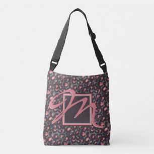 Außerhalb der Box Monogram Black Pink Leopard Prin Tragetaschen Mit Langen Trägern