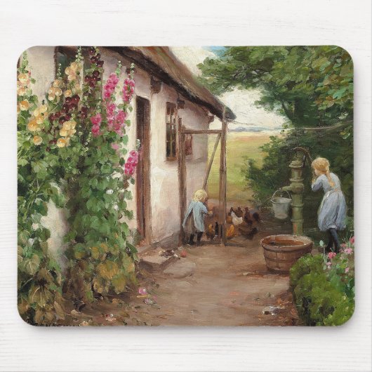 Außerhalb des Bauernhauses - H.A. Brendekilde Mousepad (Vorne)