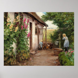 Außerhalb des Bauernhauses - H.A. Brendekilde Poster