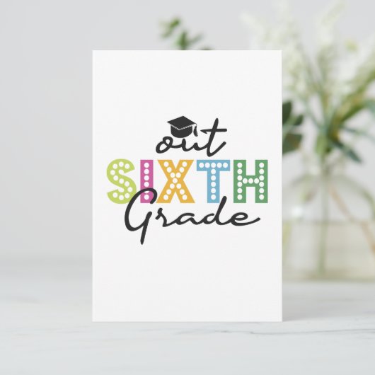 Außerhalb des Sechsten Abschlusses Senior Summer V Dankeskarte (Stehend Vorderseite)