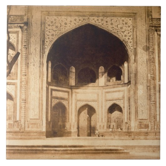 Außerhalb des Taj Mahals vermutlich illustriert in Fliese (Vorderseite)