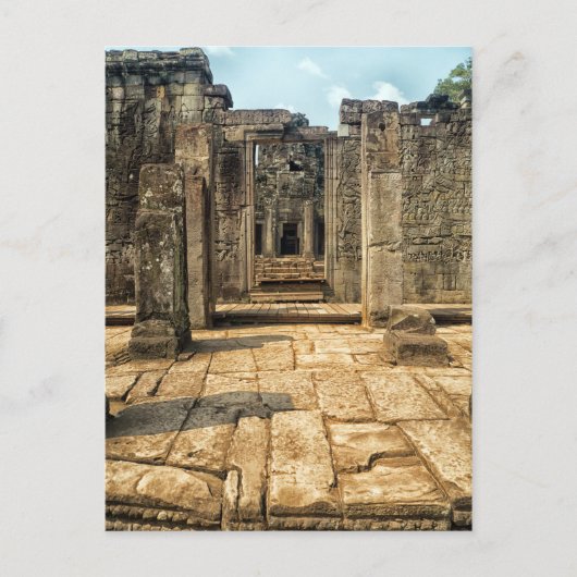 Außerhalb Stone Doorway, Ruinen des Bayon Temple, Postkarte (Vorderseite)