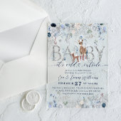 Außerhalb von Blue Winter floral Deer Baby Dusche Acryleinladungen