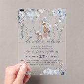 Außerhalb von Blue Winter floral Deer Baby Dusche Acryleinladungen (Insitu (Handheld))