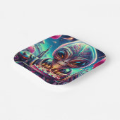 Außerirdische Alien frisst Geburtstagskuchen Pappteller (Gewinkelt)