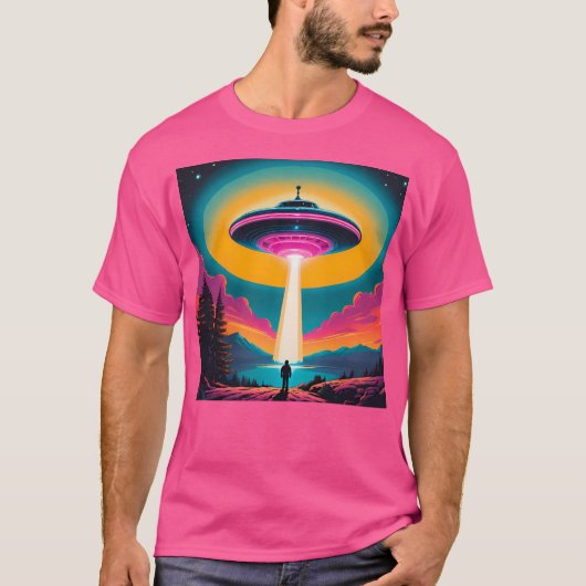 Außerirdische Begegnung Ufo Hovering über See T-Shirt (Vorderseite)