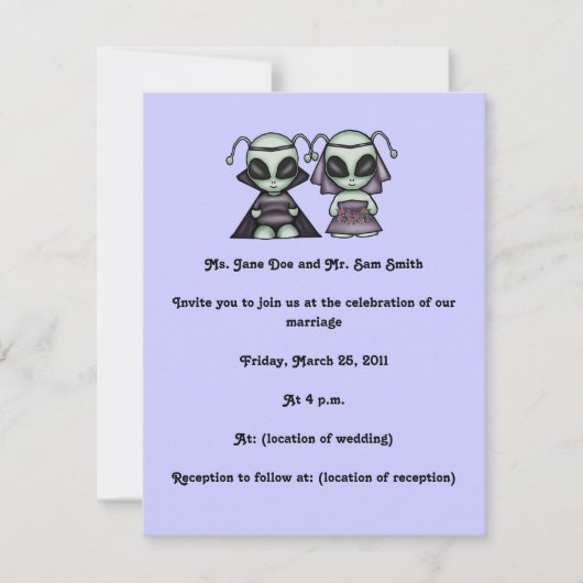 Außerirdische, die Einladungen Wedding ist (Vorderseite)