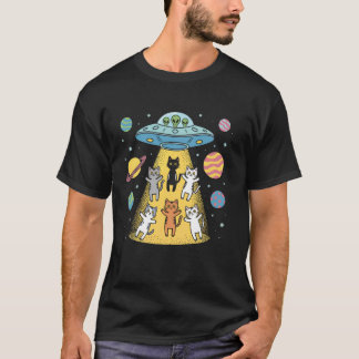 Außerirdische Entführung Katzen Ufo Lustiger Weltr T-Shirt