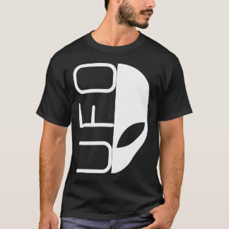 Außerirdische Invasion Halb Gesicht UFO Typografie T-Shirt