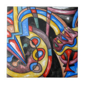 Außerirdische Jazz-Hand gemalte abstrakte Kunst Fliese (Vorderseite)