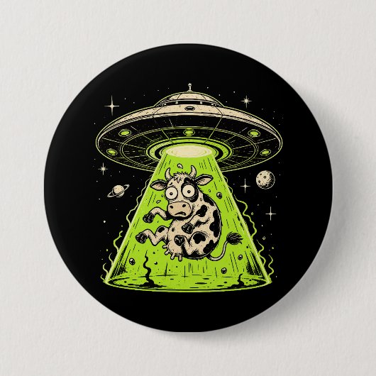 Außerirdische Kuh Entführung Weirdcore Surreal Button (Vorderseite)