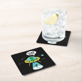 Außerirdische Rechteckiger Pappuntersetzer (Vor Ort)