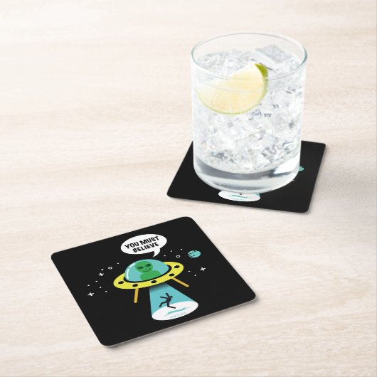 Außerirdische Rechteckiger Pappuntersetzer (Vor Ort)