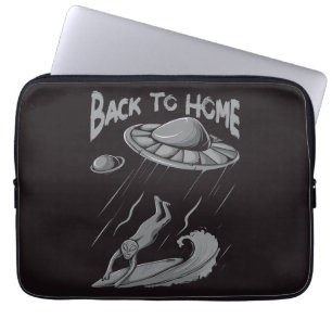 außerirdische UFO-Surf-Illustration mit Zurück nac Laptopschutzhülle
