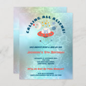 Außerirdischen 5. Geburtstagsparty Einladung (Vorne/Hinten)