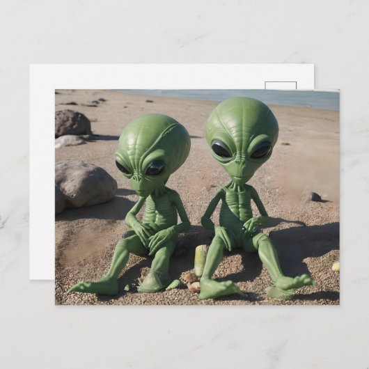 Außerirdischen am Strand Postkarte (Vorne/Hinten)