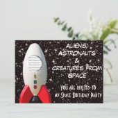 Außerirdischen & Astronaut Space Einladung zum Geb (Stehend Vorderseite)