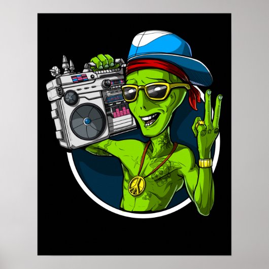 Außerirdischen Boombox Music Party Poster (Vorne)
