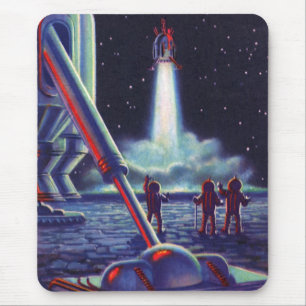 Außerirdischen der Vintagen Science Fiction spring Mousepad