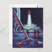 Außerirdischen der Vintagen Science Fiction spring Postkarte (Vorne/Hinten)