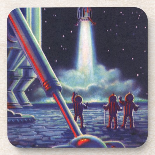 Außerirdischen der Vintagen Science Fiction spring Untersetzer (Vorderseite)