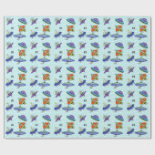 Außerirdischen, die Sauceros und Raumschiffe flieg Geschenkpapier (Flach)