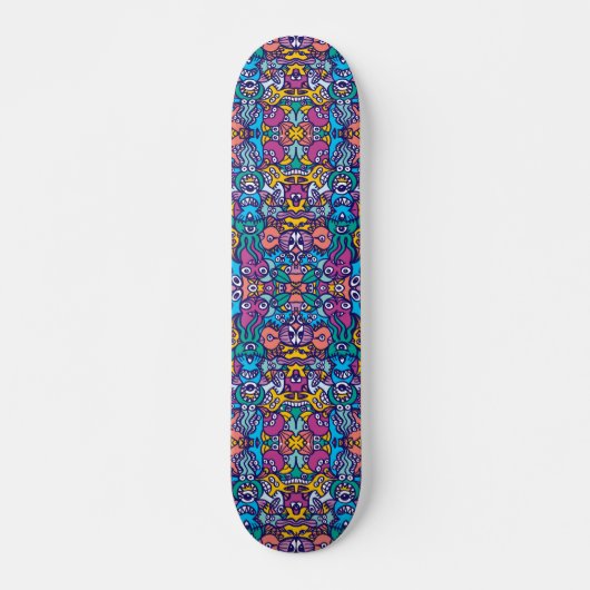 Außerirdischen im Doodle-Art-Stil in farbenfrohen Skateboard (Vorne)
