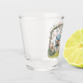 Außerirdischen im Garten mit Wildblumen Schnapsglas (Links)