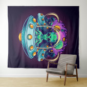 Außerirdischen im Weltraum Wandteppich (Beispiel (Horizontal))