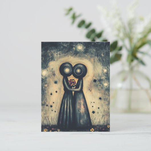 Außerirdischen in der Liebe Embrac in einer Umarmu Postkarte (Stehend Vorderseite)